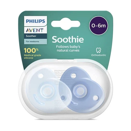 Succhietto in silicone Avent Soothies 0-6 mesi blu 2 pezzi