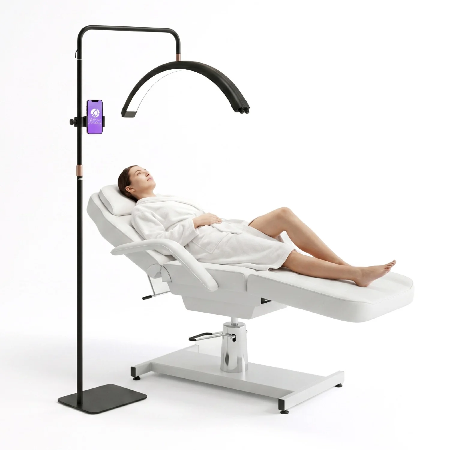 Lampada LED ad Arco Professionale con Stativo Regolabile per Estetista e Lashmaker