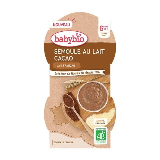 BabyBio Semolino Latte Cacao 2x100g