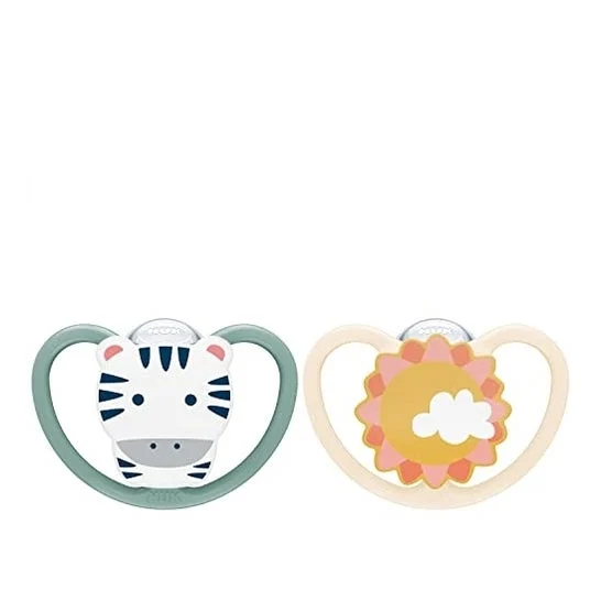 Nuk Space Set Chupete Silicona 6-18m Cebra Sol 2uds