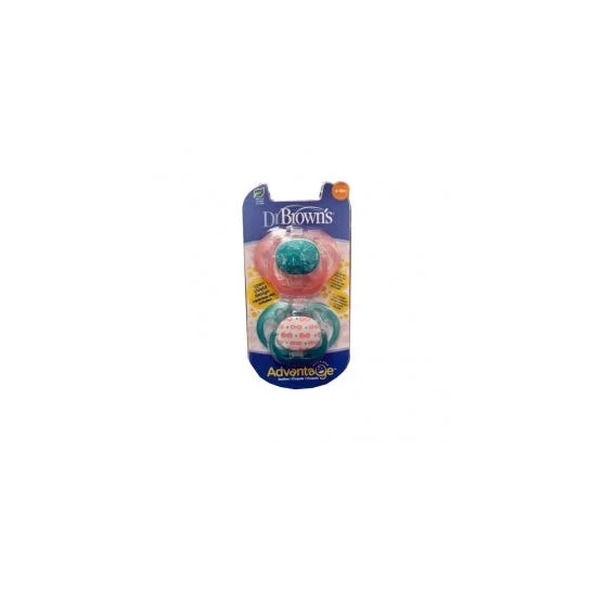 Vantaggio del succhietto in silicone del Dr Brown Reversibile Notte T2 Colori assortiti 6-18 M