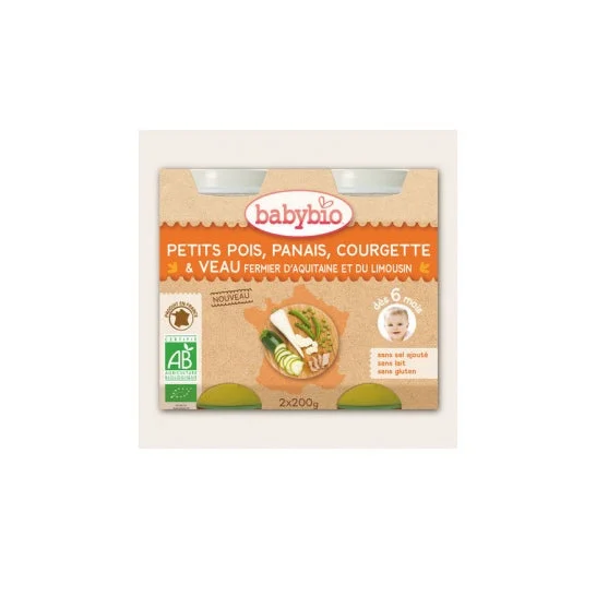 Babybio Pentole Piccole Vasi Menu Verdure & Vitello Fattoria Biologico in 8 mesi 200g lotto di 2