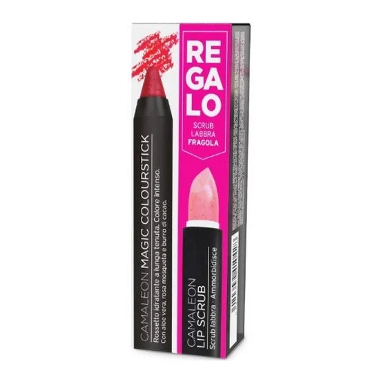 Camaleon Cosmetics Magic Colourstick Red + Lip Scrub Strawberry