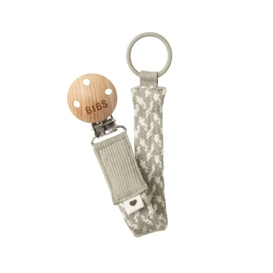 Bibs Paci Braid Dummy Clip Sand Ivory 1ud