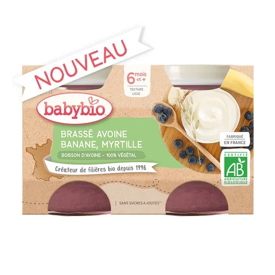 BabyBio Farina d'avena Banana Mirtillo 2x130g