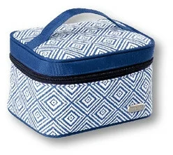 Beauty case "Rombo" con motivo geometrico, 93784, blu