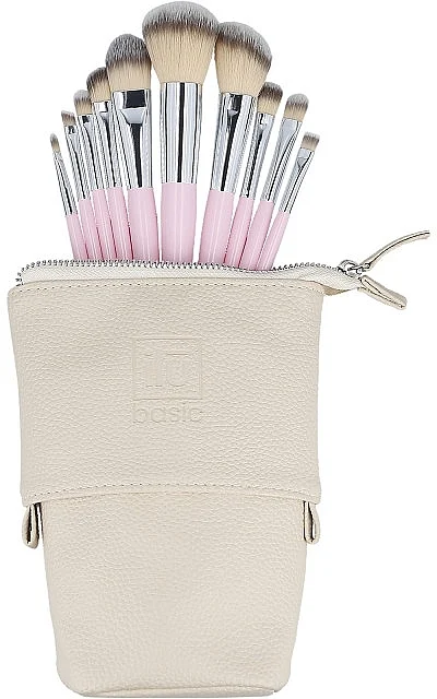 Set, 10 pennelli trucco + custodia, rosa