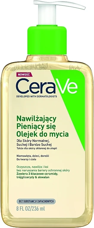 Olio detergente per pelli normali e secche