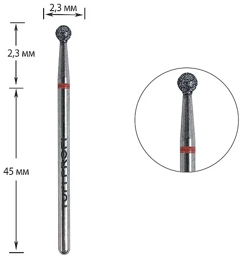 Punta fresa diamantata, "Sfera", 801 001 023R 2,3mm, rossa