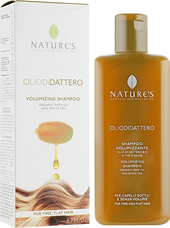Shampoo volumizzante con olio di dattero e tè bianco