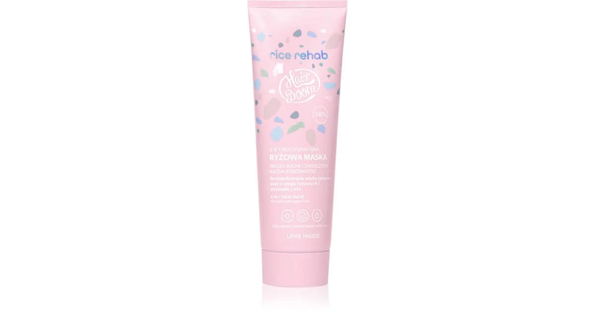 BodyBoom HairBoom Rice Rehab- 4 in 1 maschera per capelli delicati e rovinati 200 ml