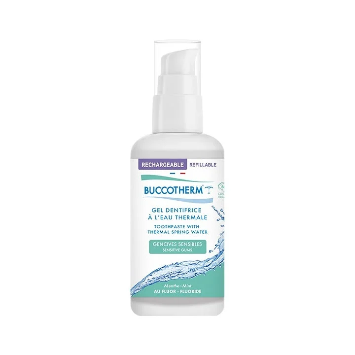 Buccotherm Gel Dentifricio Ricaricabile con Acqua Termale Gengive Sensibili Menta BIO 100ML