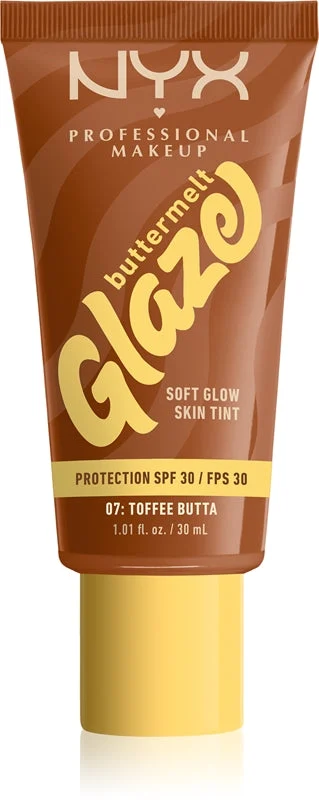 NYX Professional Makeup Buttermelt Glaze lozione illuminante colorata SPF 30 colore 07 toffee Butta 30 ml