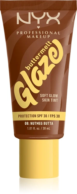 NYX Professional Makeup Buttermelt Glaze lozione illuminante colorata SPF 30 colore 08 Nutmeg Butta 30 ml