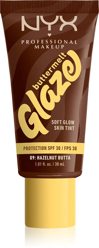 NYX Professional Makeup Buttermelt Glaze lozione illuminante colorata SPF 30 colore 09 Hazelnut Butta 30 ml