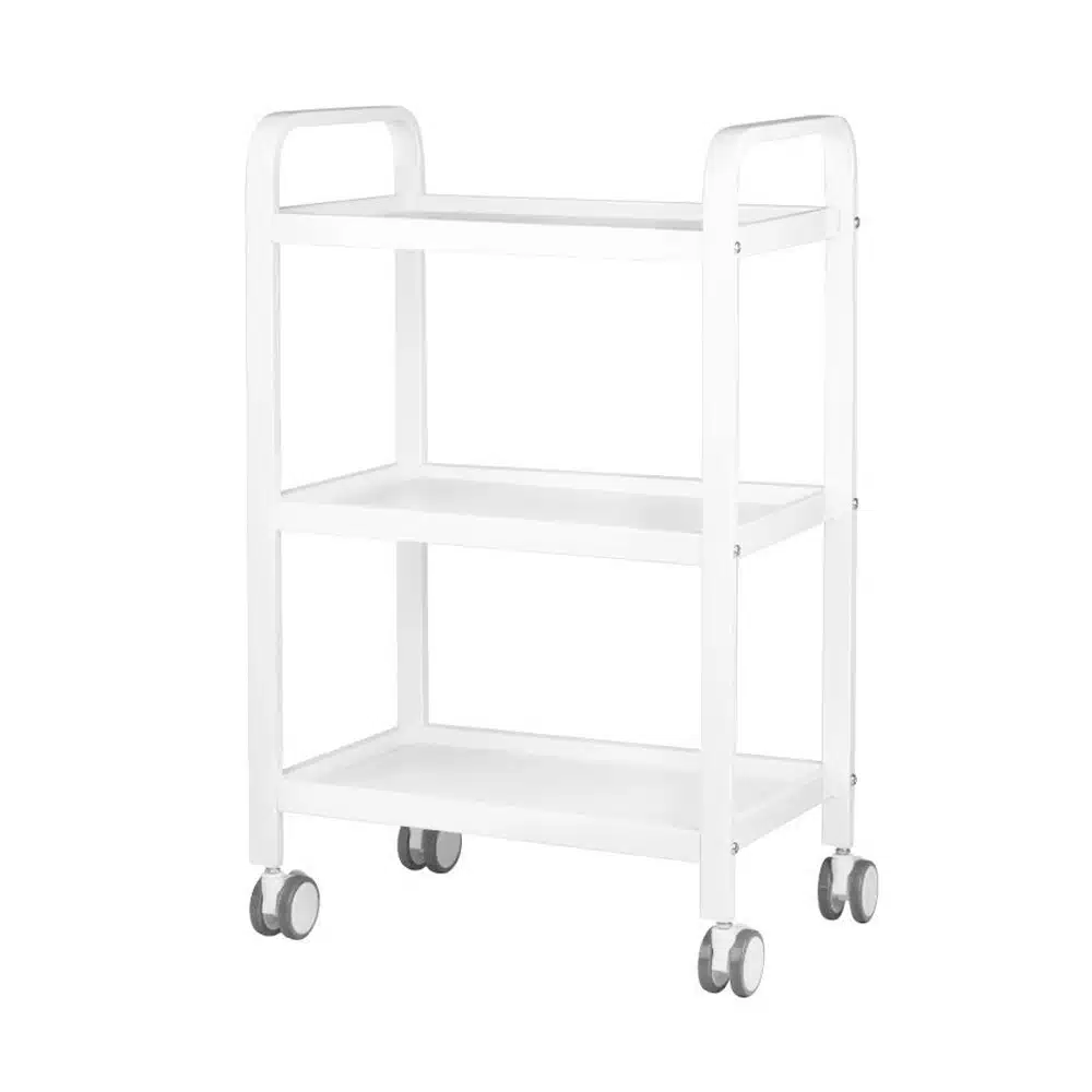 Carrello 3 ripiani in legno bianco per estetista spa centro estetico massaggi ceretta