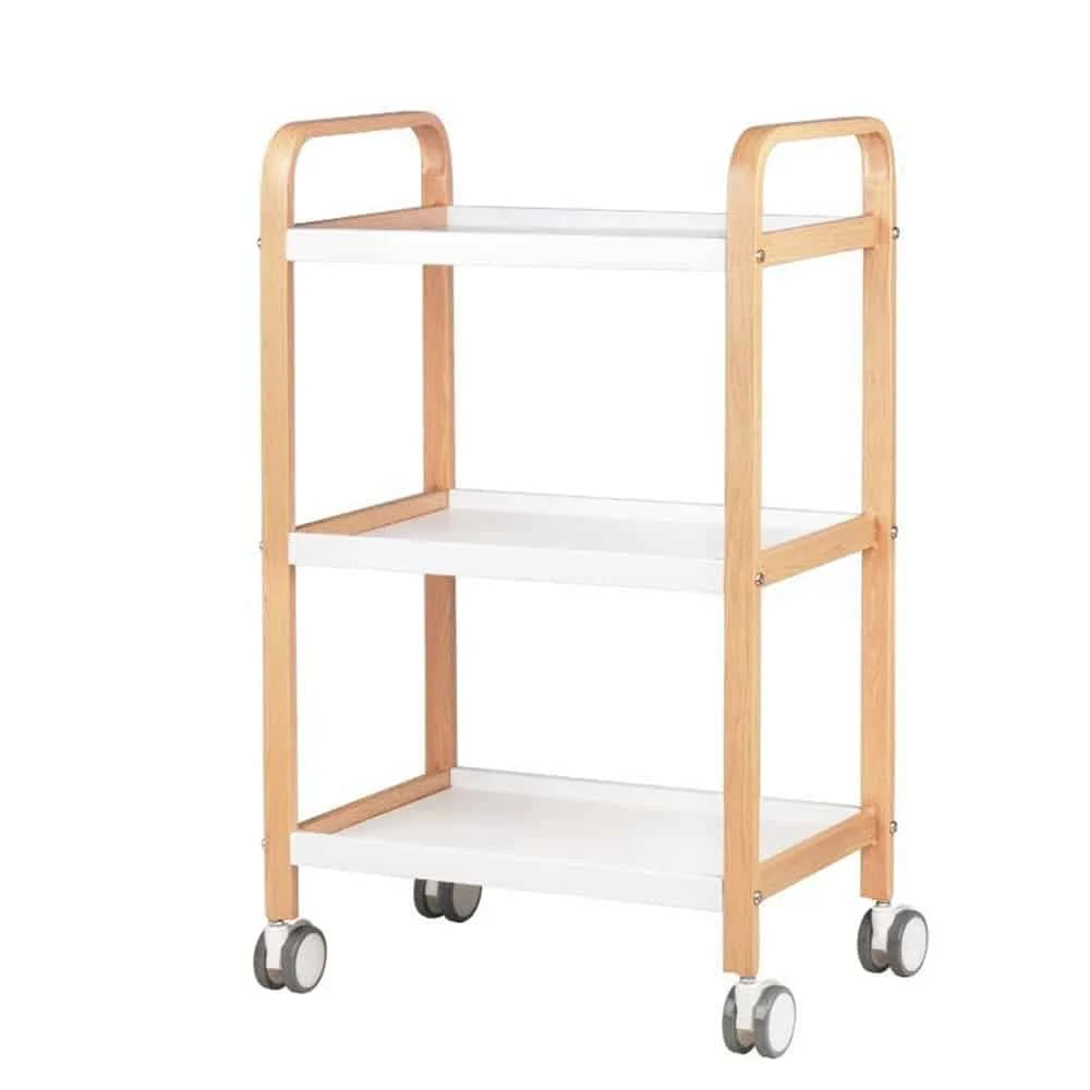 Carrello 3 ripiani in legno per estetista spa centro estetico massaggi ceretta