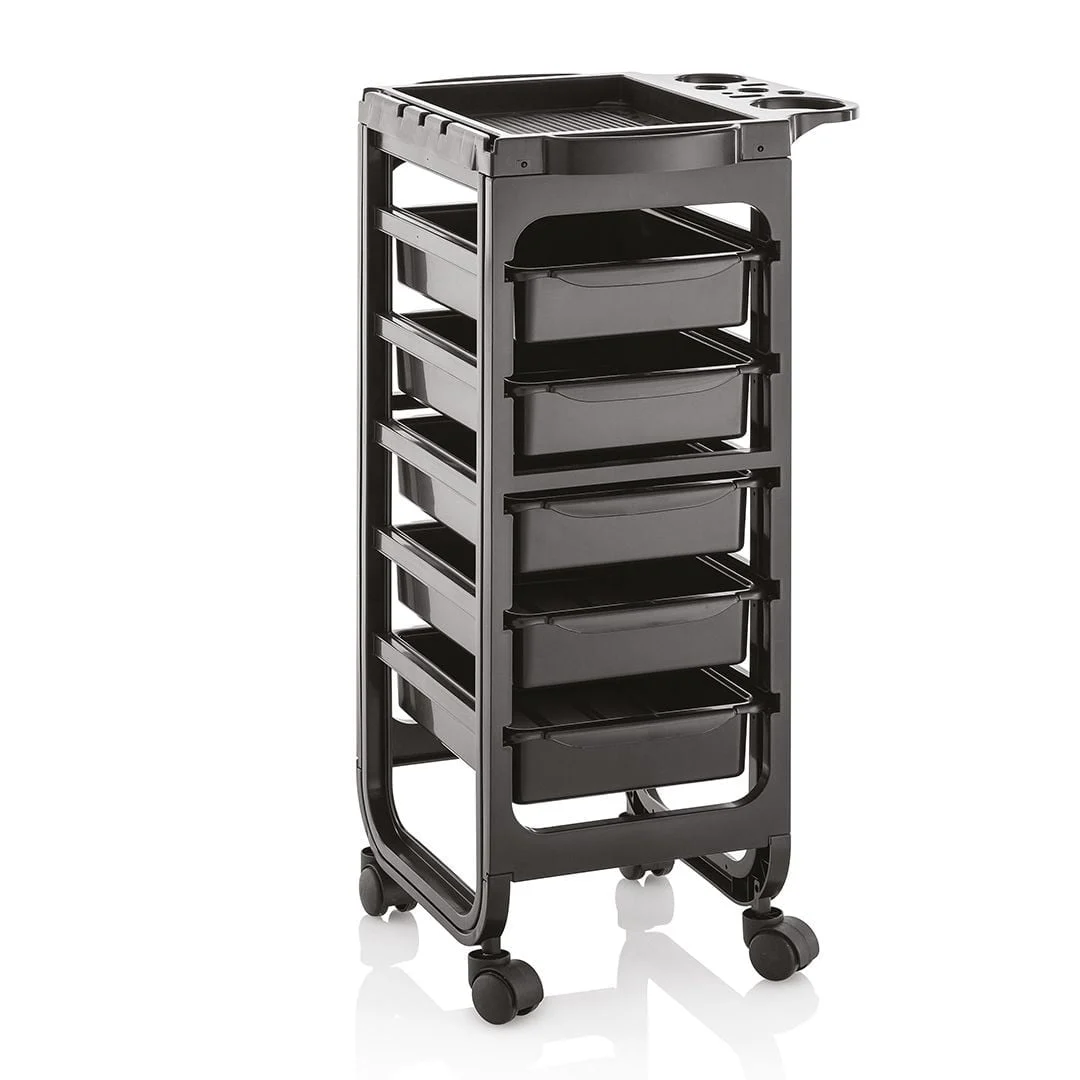 CARRELLO PARRUCCHIERE BARBIERE 5 CASSETTI PORTA ATTREZZI IN PLASTICA BARCELONA