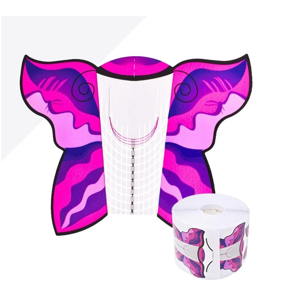 500 Cartine a Farfalla pink fucsia per allungamento unghie ricostruzione Nail form nail art