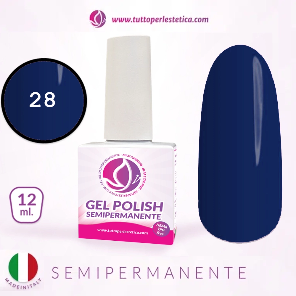 Semipermanente colore blu N 28 da 12 ML – Hema e TPO Free