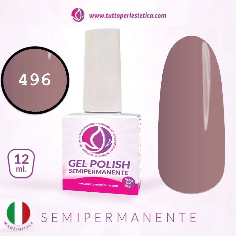 Semipermanente colore marrone nude N 496 da 12 ML – Hema e TPO Free