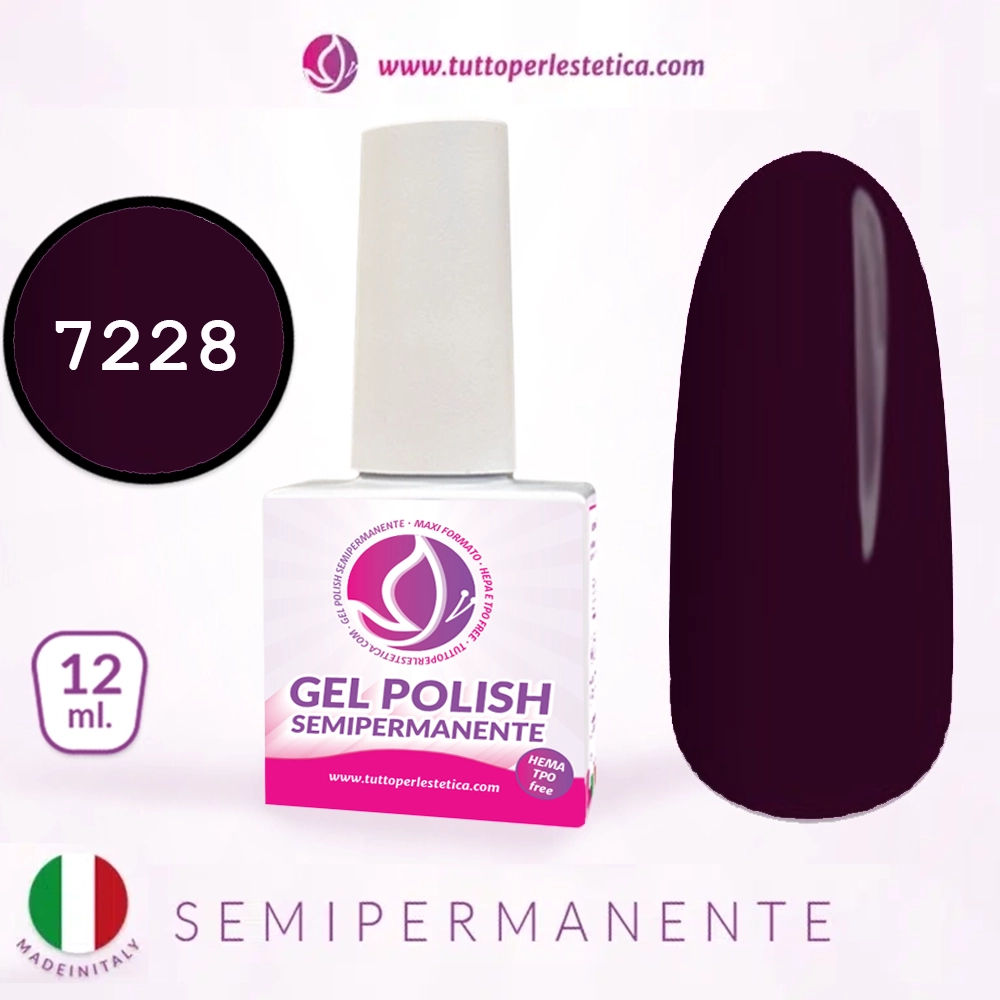 Semipermanente colore melenzana scuro N 7228 da 12 ML – Hema e TPO Free