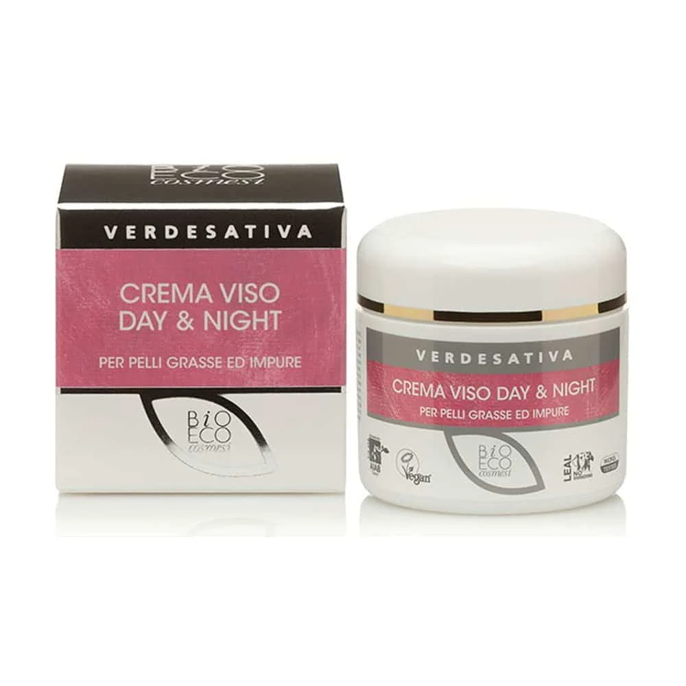 Crema viso Day & Night pelli grasse ed impure 100% BIO COSMESI VERDESATIVA