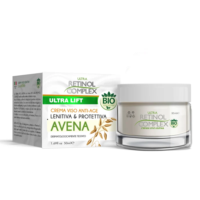 Crema Viso Lenitiva con Avena, Olio di Mandorle Dolci e Calendula BIO – Retinol Complex
