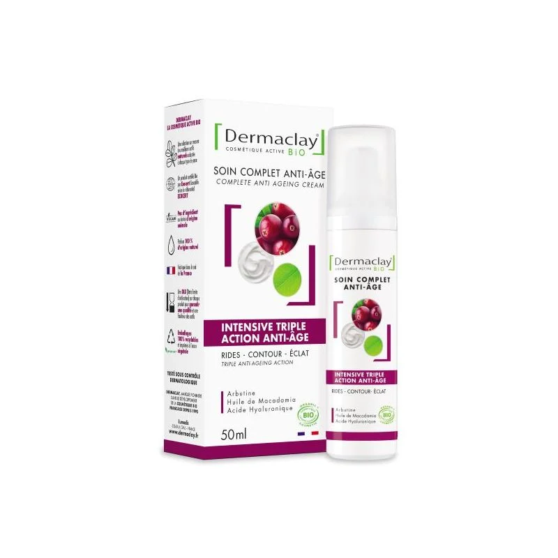 Dermaclay Crema intensiva tripla azione anti-età rughe-contorno-luminosità BIO 50ml Dermaclay 50ml