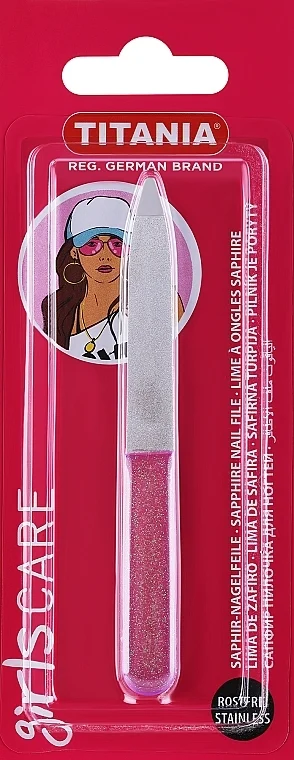 Lima per unghie, acciaio inossidabile, 10 cm, viola lucido, confezione blister