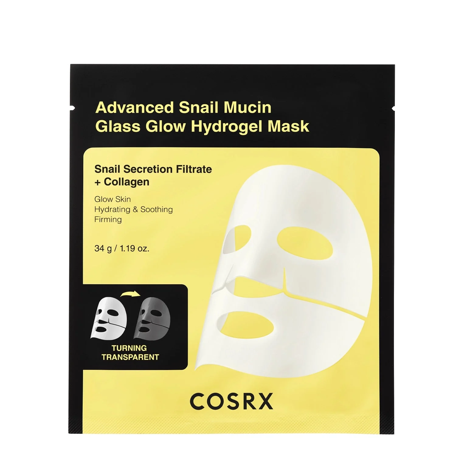 Cosrx Advanced Bava di Lumaca Glass Glow Maschera Hydrogel 34g 3 pz