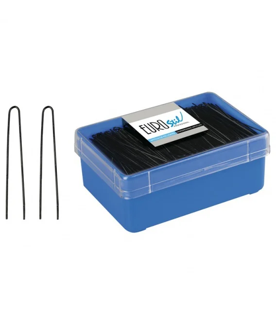 Eurostil Box of 400 Black Hair Clips 65mm