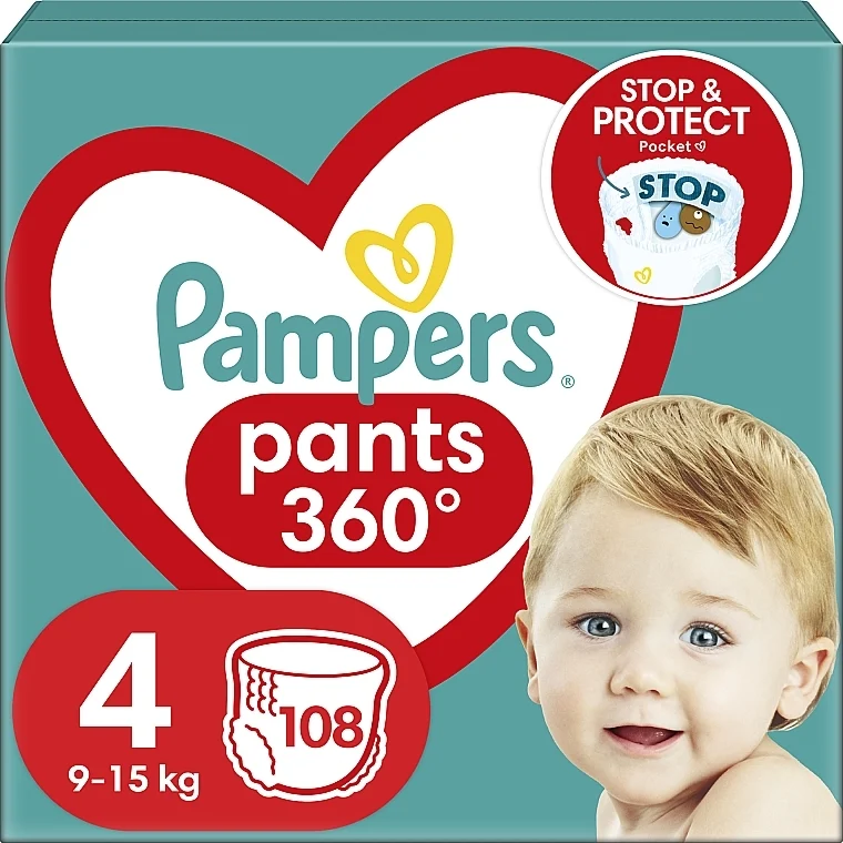 Pannolini a mutandina taglia 4 (Maxi) 9-15 kg, Mega Pack 108 pezzi