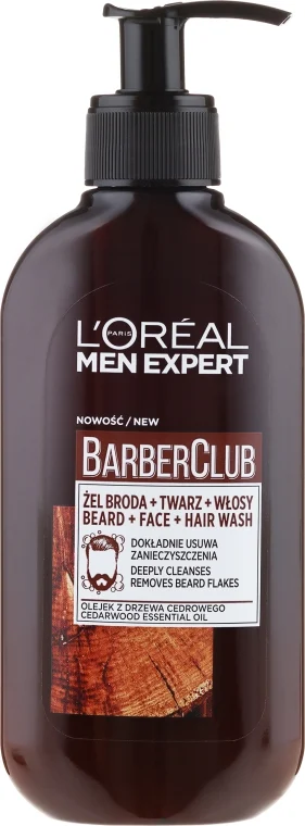 Gel detergente 3 in 1 per barba, viso e capelli