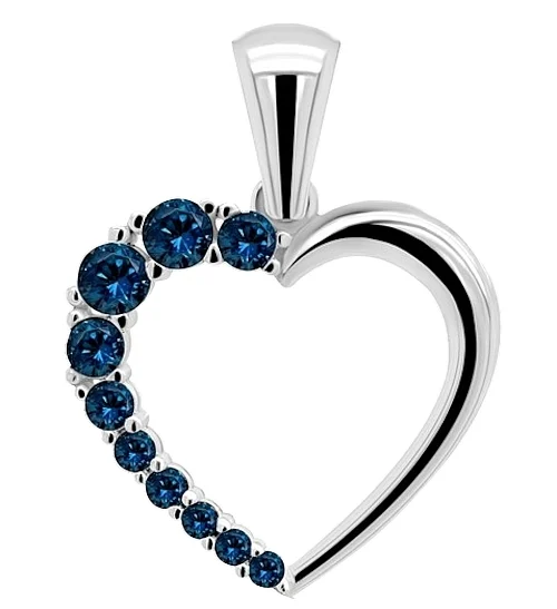 Pendente romantico in argento con zirconi blu scuro