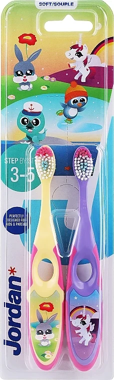 Spazzolino da denti per bambini, 3-5 anni, giallo + viola
