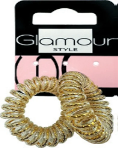 Elastico a spirale per capelli, oro, 2 pezzi