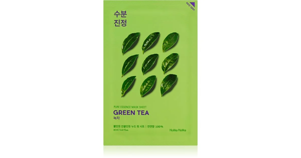 Holika Holika Pure Essence Tè Verde Maschera In Tessuto Nutriente Per Pelli Sensibili E Arrossate 23 Ml