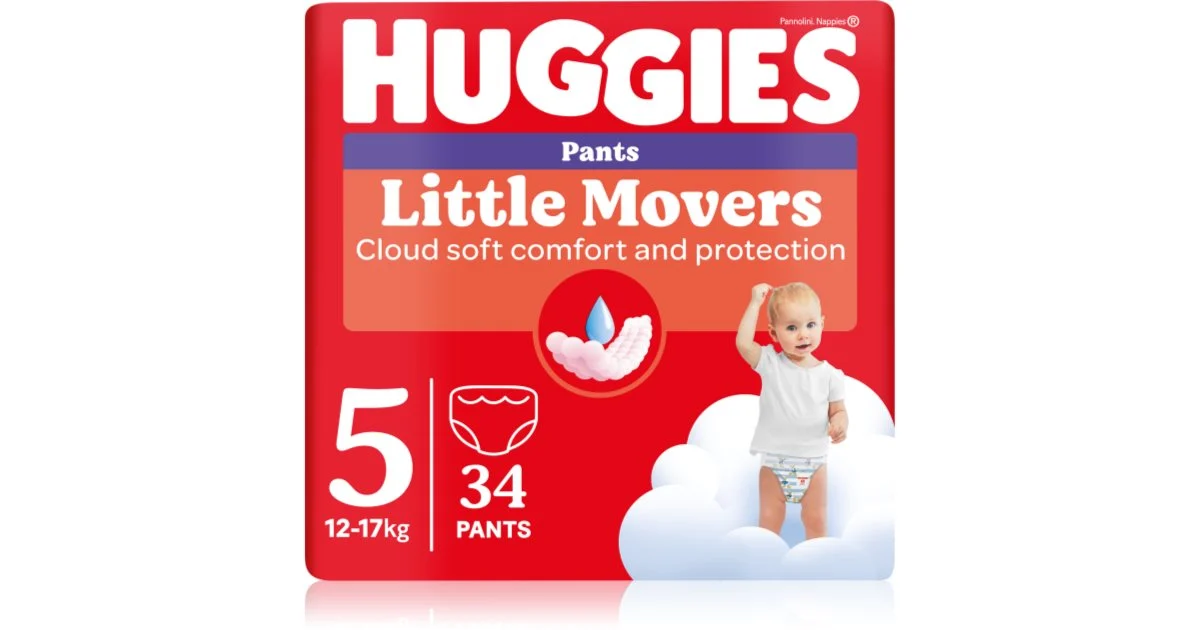 Huggies Little Movers Pants pannolini a mutandina usa e getta 12-17 kg 34 pezzi