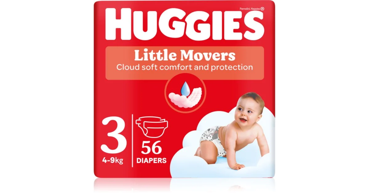 Huggies Little Movers Ultra Comfort pannolino monouso Jumbo 4 - 9 kg 56 pezzi