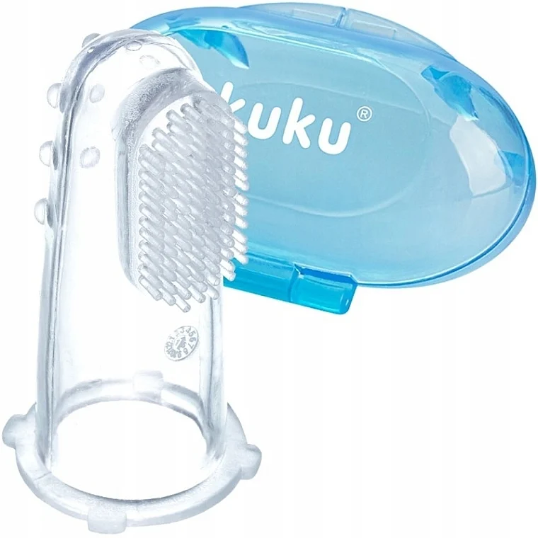 Spazzolino in silicone con contenitore, blu
