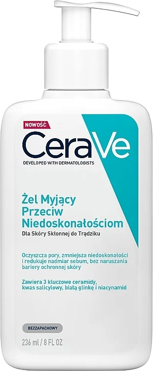 Gel detergente viso all'acido salicilico e niacinamide