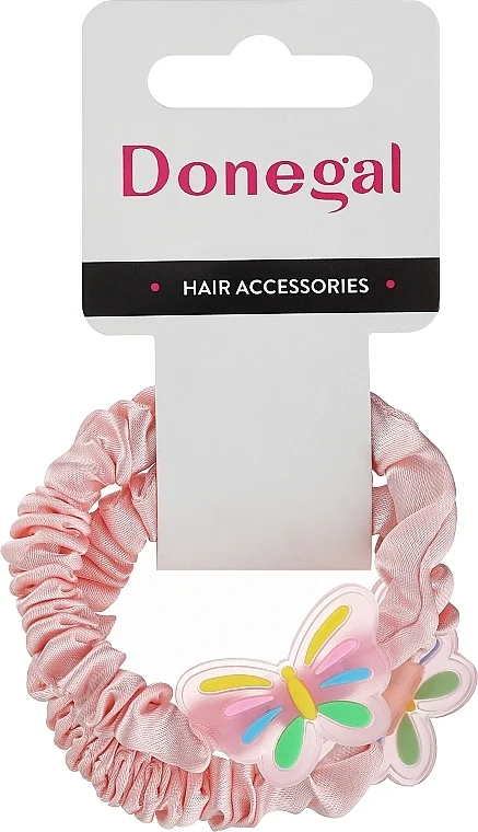 Set di elastici per capelli FA-5602, 2 pezzi, farfalle rosa chiaro