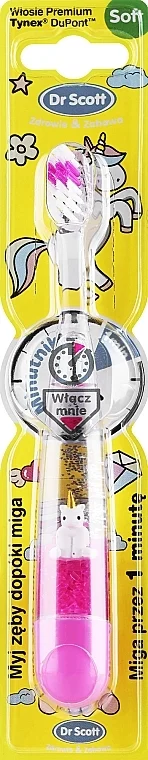 Spazzolino da denti per bambini con timer, unicorno rosa cristallino