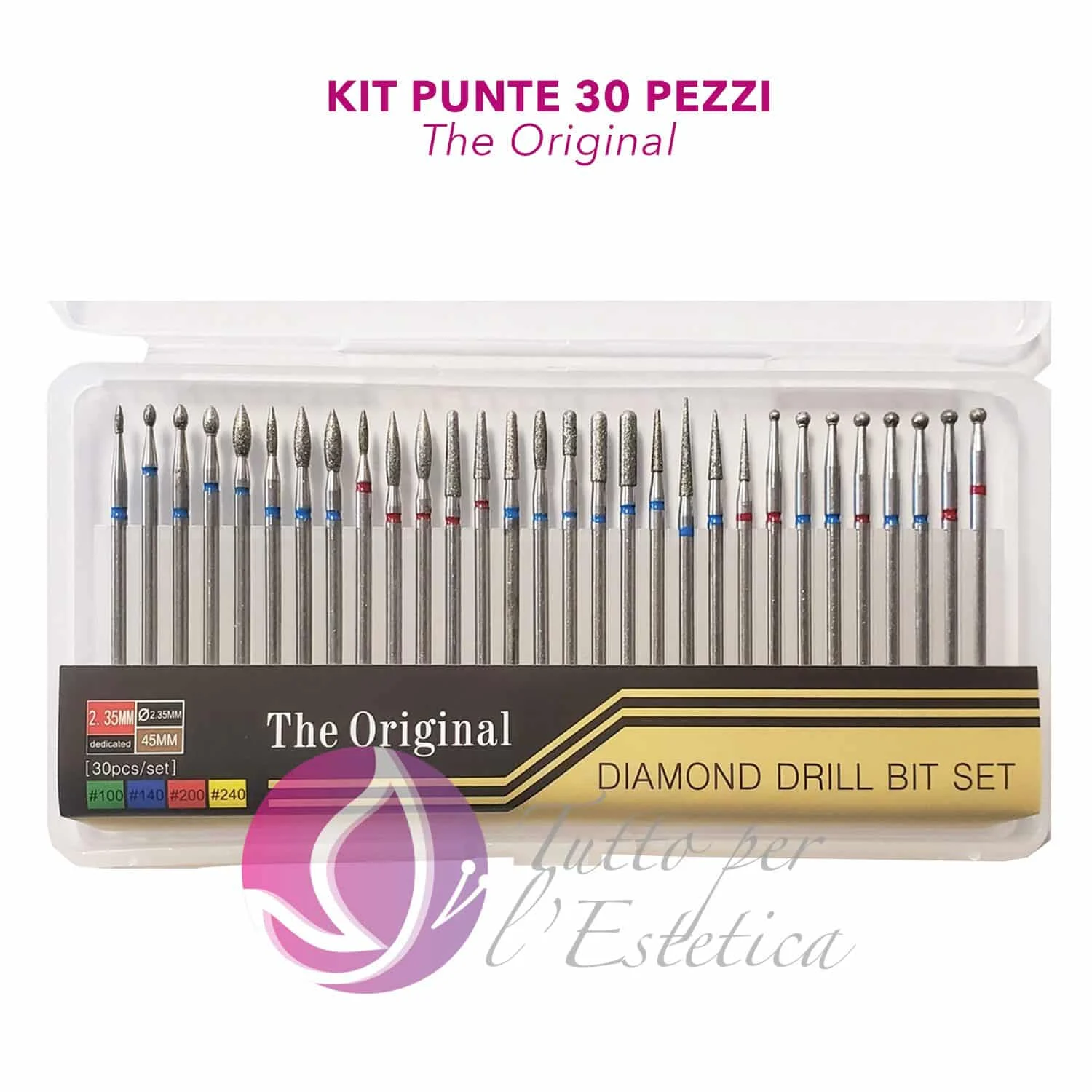 Set 30 Punte per Fresa Manicure Diamante – Universali The Original