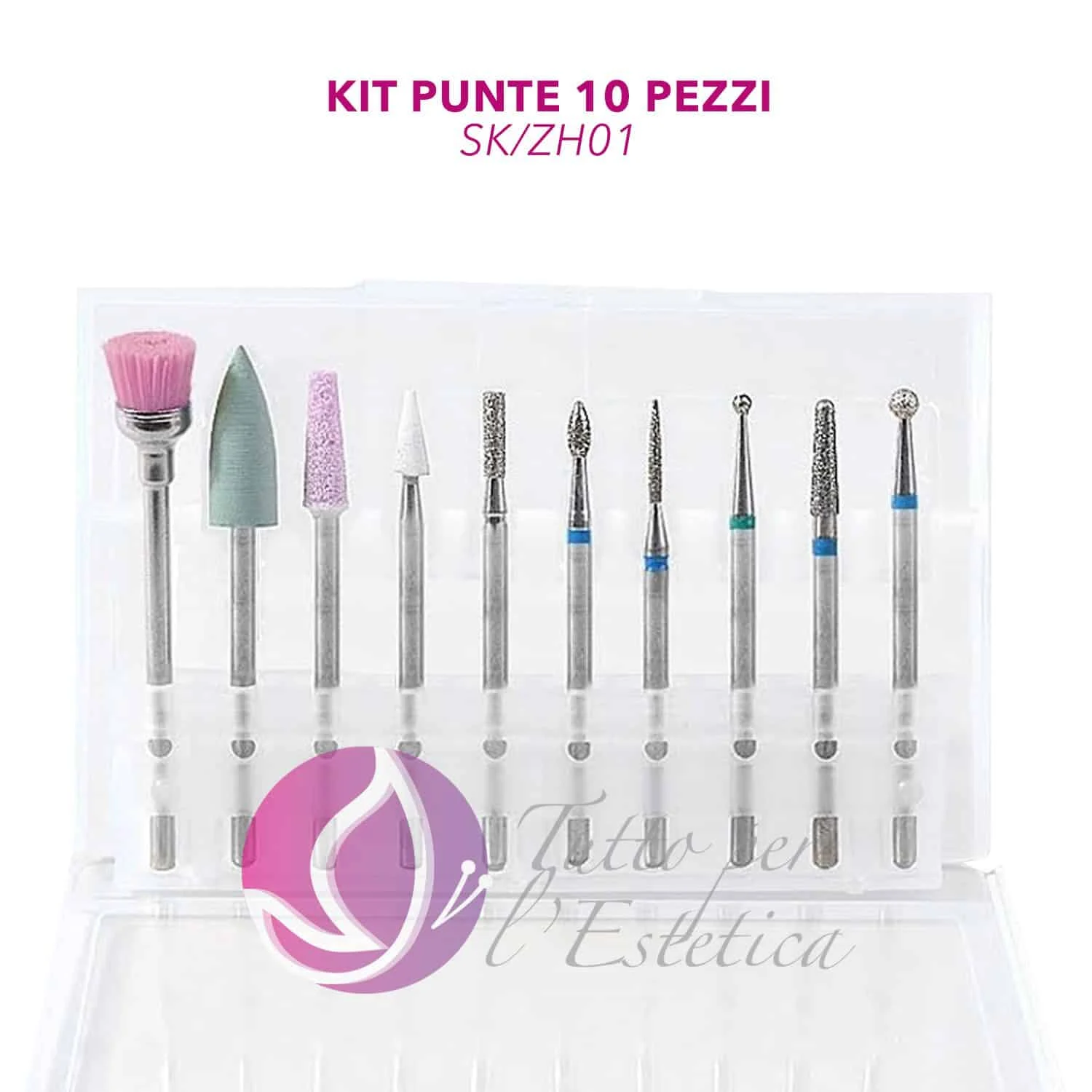 Kit 10 Punte Fresa Cuticole in Diamante