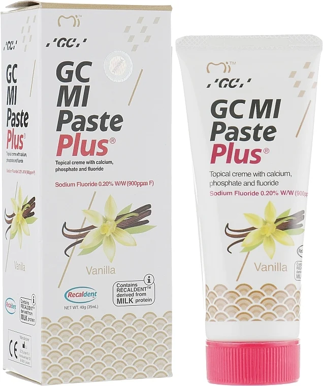 Crema dentifricia per uso topico, contenente calcio, fosfato e cloro