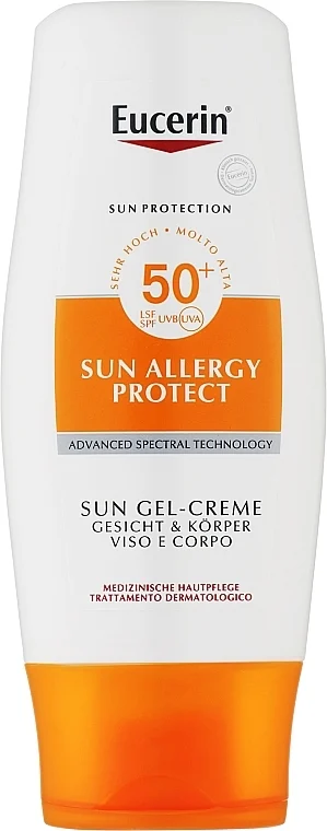 Crema-gel solare corpo SPF 50 per la pelle soggetta ad allergie solari