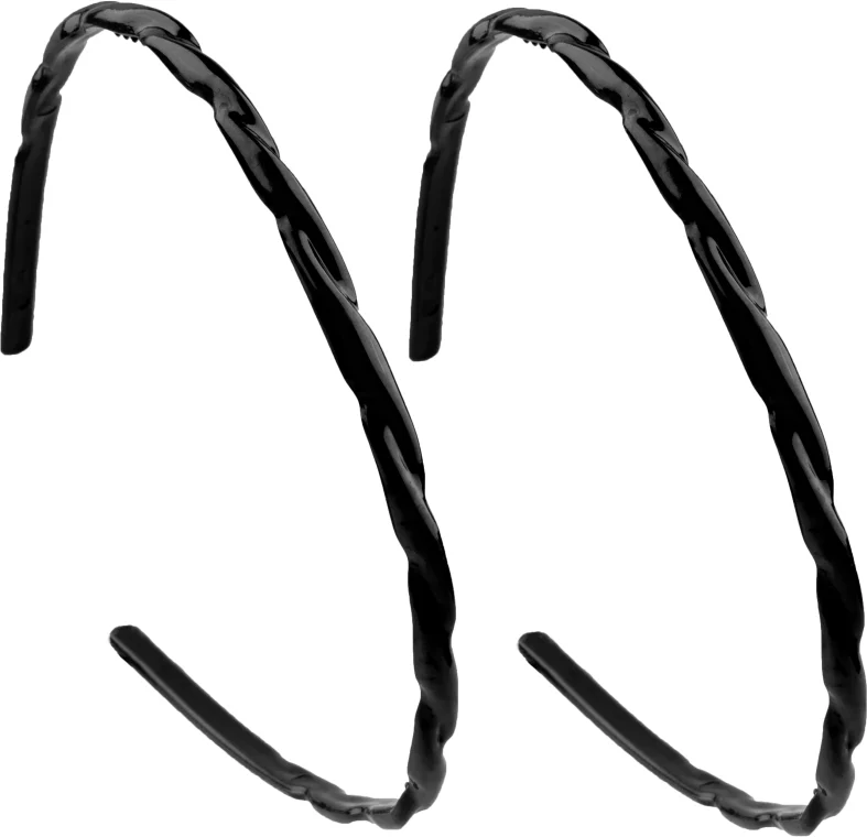 Cerchietto in plastica "Curl", piccolo, 2 pezzi, nero