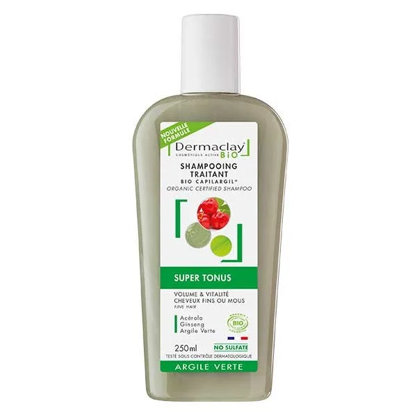 Dermaclay Shampoo Trattante Bio Capelli Sottili Tonus Argilla Verde 250ml